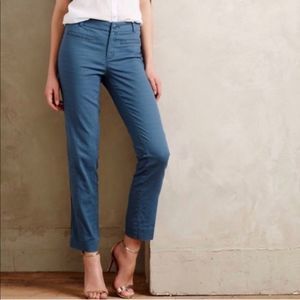 Anthropologie Cartonnier Charlie Ankle Pants With Zipper Detail in Blue Size 6